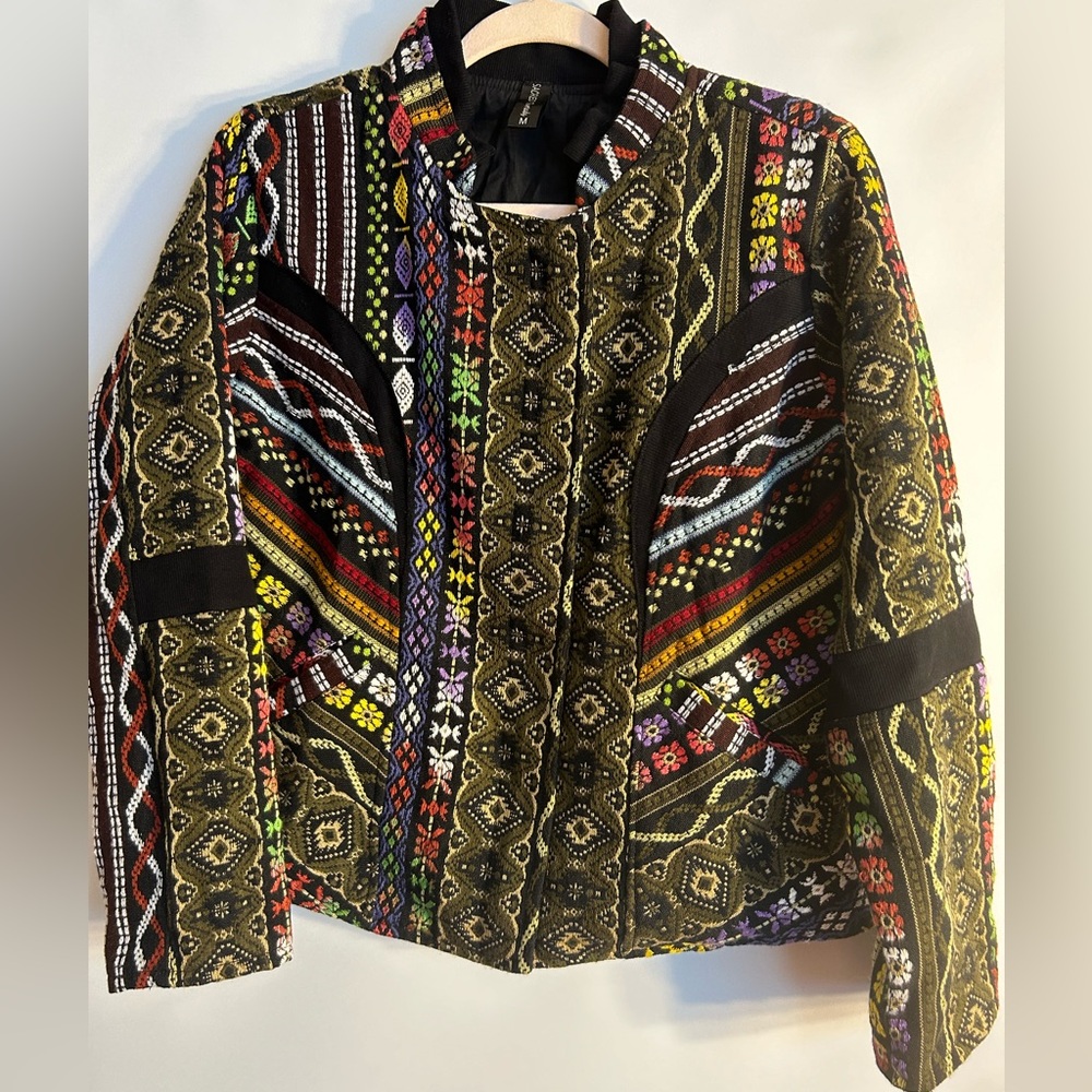 SACRED THREADS BOHEMIAN MULTI COLOR WOMEN’S BLAZER JACKET 100% COTTON INDIA MED